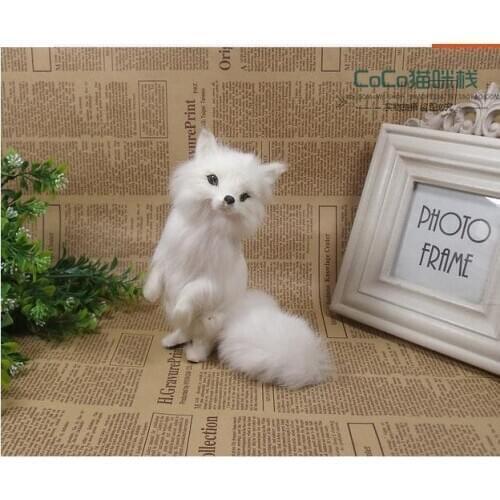 Simulation cute white fox 15x14x11cm model polyethylene&furs fox model home decoration props ,model gift d646