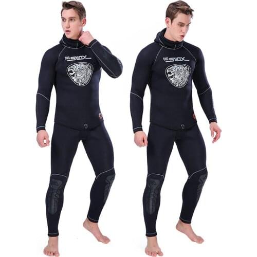 Long sleeve Split Wetsuit Swimwear Head Suit 5mm Mens Rashguard Heavy Wetsuit Suit Two - Piece Fishing Suit Beach Wear 1301