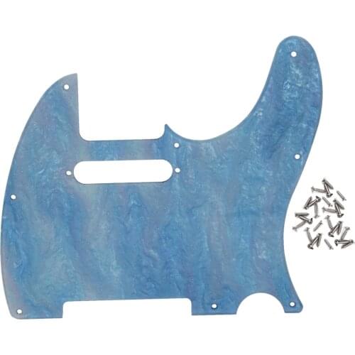 FLEOR Blue Abalone Shell Tele Electric Guitar Pickguard Scratch Plate 1Ply with Screws for 8 Hole Tele Style Guitar Parts