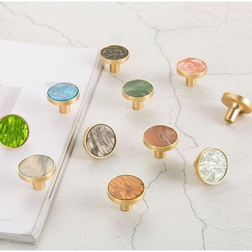 Nordic Style Closet Dresser Hardware Kitchen Drawer Knob Copper Circular Cabinet Cupboard Pull Brass Sliding door Handle