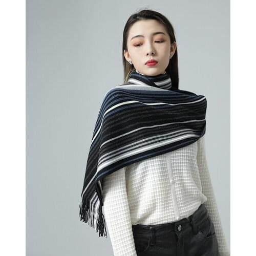 JHBeute New Fashion Scarf for Women Knitted Warm Soft Long Size Color Matching Neckband Versatile Tassel Scarf hijab