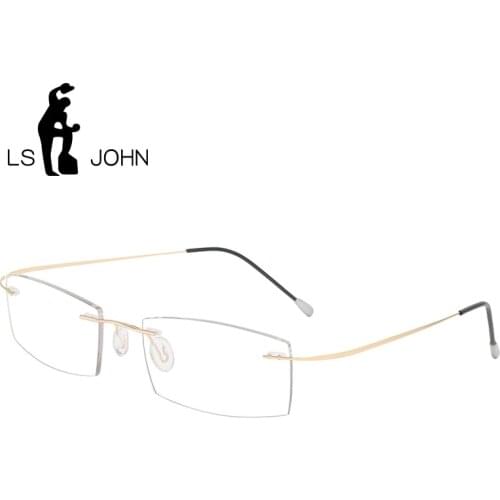 LS JOHN Rimless Reading Glasses Men Women Screwless Design Memory Titanium Anti Blue Light Presbyopic Eyewear +1.0 to +4.0