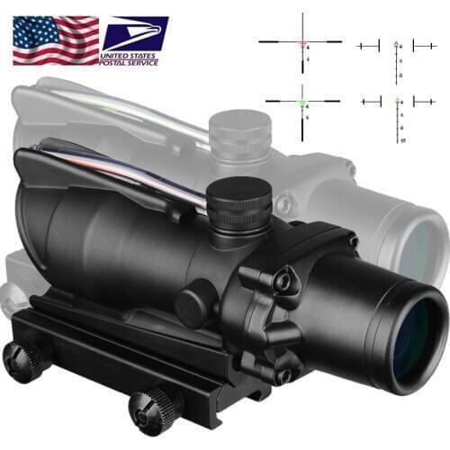 Hunting Riflescope ACOG 4X32 Real Fiber Optics Red Dot Illuminated Chevron Etched Reticle Tactical Optical Sight