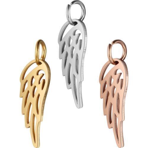 Yanqi Wholesale Stainless Steel Angel Wings Pendant for Jewelry Making Findings Accessories DIY Necklaces&Bracelets