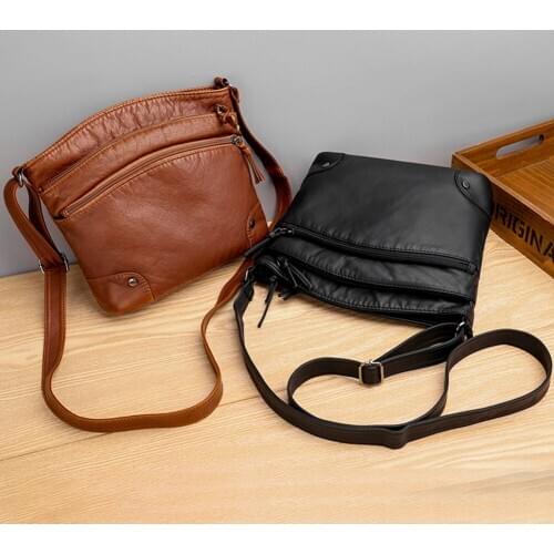 Casual Lady Soft PU Leather Handbag Fashion Solid Color Mother Shoulder Crossbody Bag Portable Multi-Pocket Large Capacity Purse