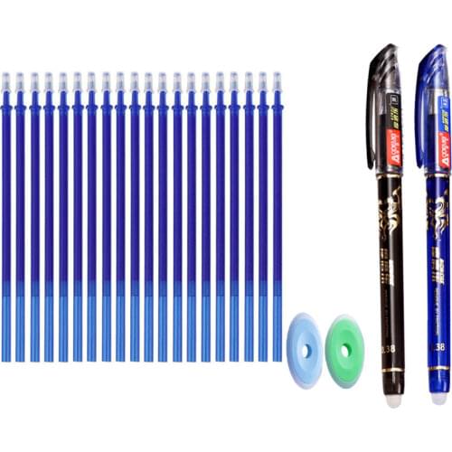 0.5mm Blue Black Ink Gel Pen Set Erasable Refills Ballpoint Pen Stationery Washable Handle School Office Writing Supplies