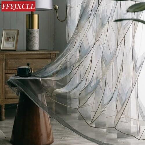 Geometric Tulle Curtains Nordic Embroidery Exquisite Translucent Curtains Bedroom Balcony Curtains