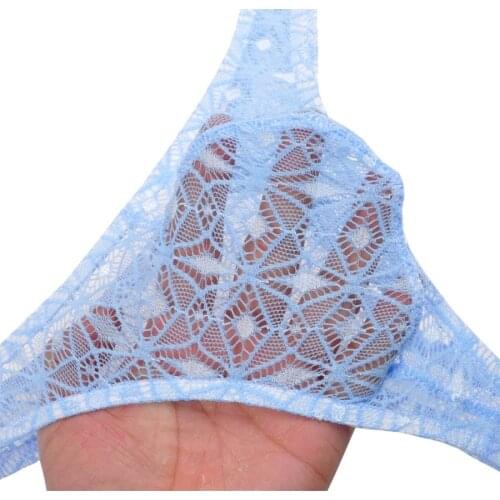Sexy Lace Bikini Underwear See-through Pouch Mens Thongs G-Strings Charming Male Thong Underwear Men Underpants Gay Fashion
