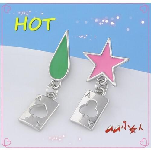 Hisoka Cosplay Earrings Anime Stars Teardrop Poker Drop Earrings