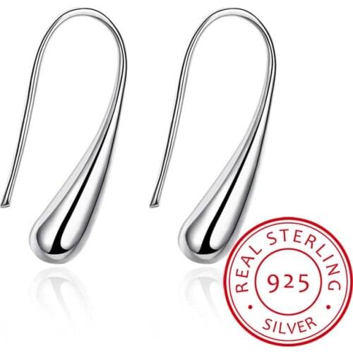Pure Real 925 Sterling Silver Teardrop Earrings For Women Girls Children Kids Jewelry Orecchini Aros Aretes boucle d'oreille