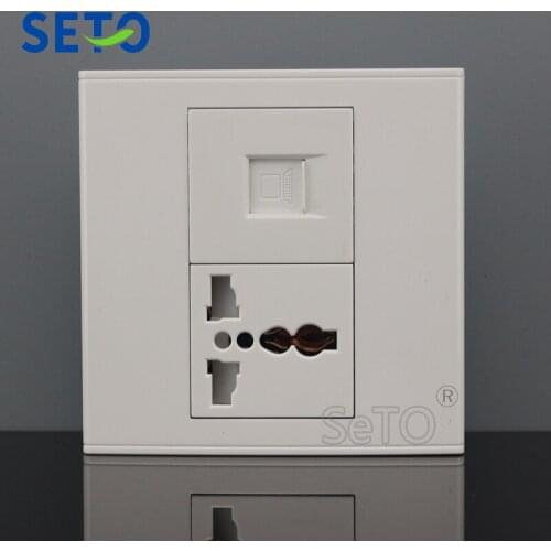 SeTo 86 Type Network RJ45 Cat5e + Three Hole Power Socket Wall Plate Socket Keystone Faceplate