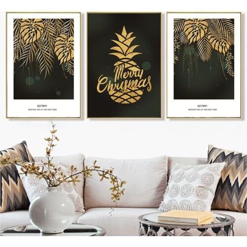 Nordic Decoration Golden Leaf Canvas Abstract Painting Wall Art Poster and Print Decorative Pictures for Living room Home Décor