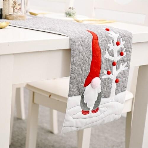 33x177cm New Year Table Runner Linen TableCloth Santa Party Decor Table Runners For Christmas Navidad Decor Xmas Gift