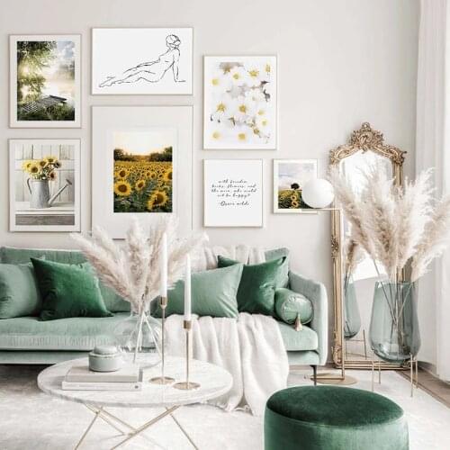 Sunlight Wall Art Poster Sunflower Canvas Painting Natural Landscape Posters Nordic Print Modern Wall Pictures Living Room Decor