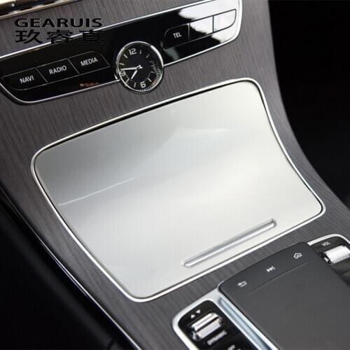 Car Styling Center Console Water Cup Holder panel Cover Stickers Trim For Mercedes Benz C Class W205 GLC X253 Auto Accessories