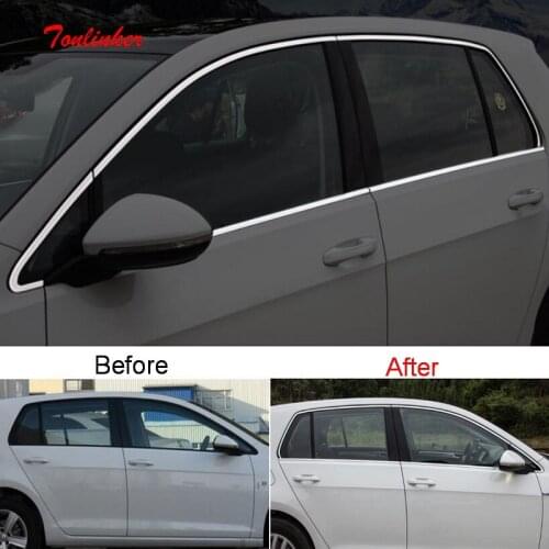 Tonlinker for Volkswagen GOLF 7 Door window decoration Cover stickers Car styling 4-10 PCS Stainless steel Cover Stickers