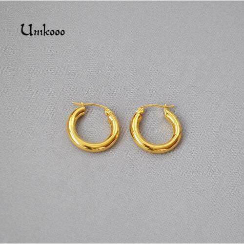 Vintage Gold Color Chunky Earrings for Women Round Statement Gold Metal Pendant Earring Womens Earrings in Jewelry
