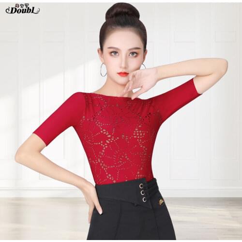 High-End Latin Costumes 2021 New Fashion Medium Sleeves National Standard Dance Small Shirt Dance Tops Female Fashionable Clothe