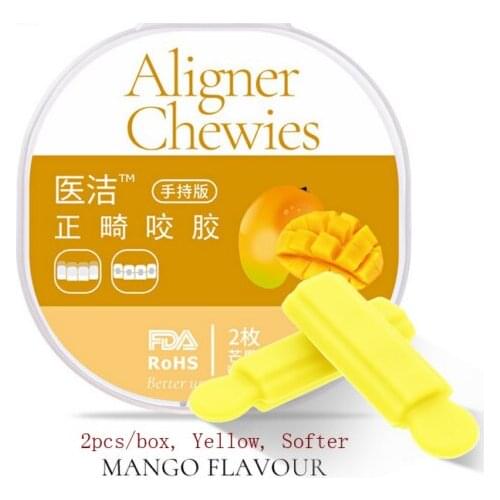 Yellow--Mango flavor Aligner Tray Seaters Dental Aligner Chewies 5-Color 5-Flavor 2pc/Box