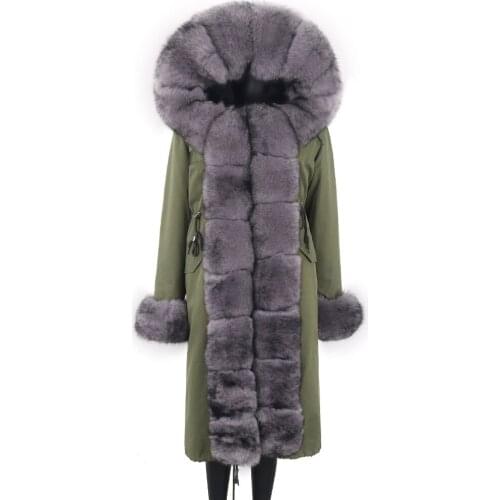 2021 X-long Women Waterproof Parka Real Fur Coat Winter Jacket Fox Fur Liner Natural Fox Fur Collar Hood Outerwear Detachable