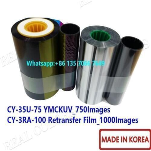 10Sets Compatible JVC Ribbon CY-35U-75 YMCKUV 750Images & CY-3RA-100 Retransfer Film Made in Korea JVC CX7000 CX320 CX330