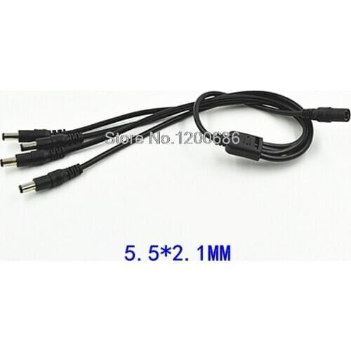 26awg 1 to 4 Way DC Power Splitter Cable 40CM for CCTV Cameras DVR NVR LED Light Strip Barrel Plug 5.5*2.1mm