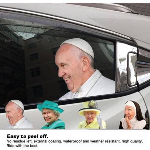 3D Car Window Sticker Funny Celebrity Car Rear Window Sticker Universal Queen Elizabeth Pope Francis Ruth Bader Ginsburg Decals