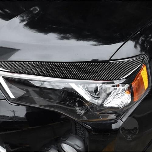 4Pcs Genuine Carbon Fiber Car Front Headlight Eyelid Eyebrow Frame Cover Trim Decal Fit For Toyota 4runner 2010-2020 Car Styling