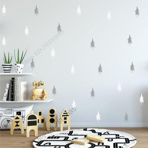 50pcs set Nordic Trees Vinyl Decal Trees Nursery Wall Stickers Kids Room Home Decor DIY Self-Adhesive Wallpapers Removable JW581