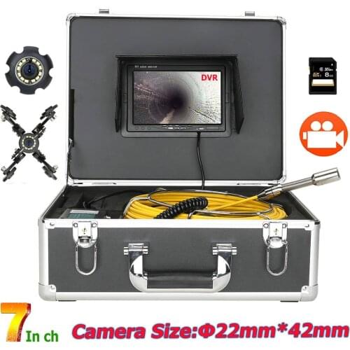 7" Monitor DVR Recording Pipe Inspection Video Camera,IP68 HD 1000TVL Drain Sewer Pipeline Industrial Endoscope System