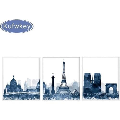 Diy diamond paintings Paris Skyline Set of 3 piece,France Cityscape Poster,5D DIY Square Diamond Embroidery new Year presents