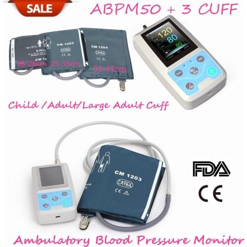 Arm Ambulatory Blood Pressure Monitor 24hours NIBP Holter CONTEC ABPM50+ Adult,Child ,Large ,3 Cuffs, Free PC Software