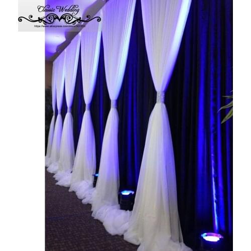 Free Shipping 3M * 6M Ice Silk & Chiffon Backdrop for Wedding Decoration Wedding Curtain with Chiffon Valance