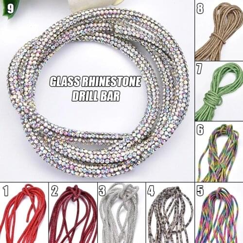 1 Meter 6mm Shiny Rhinestone Tube Cord Rope Chain Sew On Trims Wedding Dress Costume Jewelry Bracelet Shoelace dress DIY