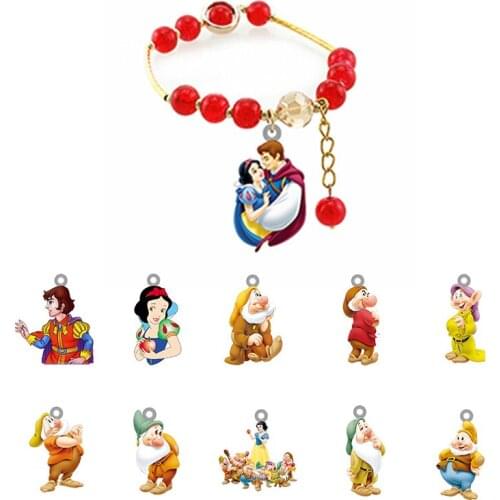Disney Snow White And Prince Couple Bracelet Fashion Design Bracelet Red Bead Epoxy Resin Acrylic Bracelet Couple Jewelry