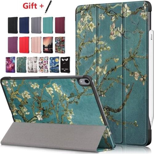PU Leather Case for 2020 iPad Air 10.9'' Flip Folding Adjustable Fixing Band Ultra Slim Tablet Case for IPad Air 10.9" with Gift