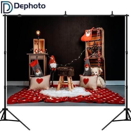 Dephoto Christmas Gifts Toys Stool Carpet Indoor Photography Backgrounds Vinyl Child Baby Camera Backdrops For Photo Studio