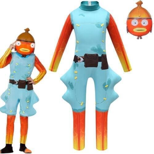 Kids Halloween Mask Fortnite Fish Game Costume Anime Cosplay Costumes Fortress Night Childrens One-piece Performance Clothing