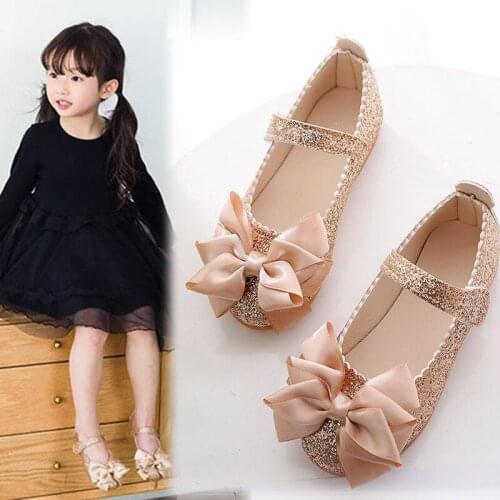 New Girls Shoes Kids Shiny bow Princess Shoes Girls chaussure fille Childrens shoes For Party and wedding 1 2 3 4 5 6 7 8 9-14