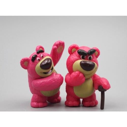 2 Pcs/set Disney Toy Story 3 Lotso Action Figure Cartoon Anime Huggin Bear Dolls Model Cake Accessories Decoration Kids Gifts