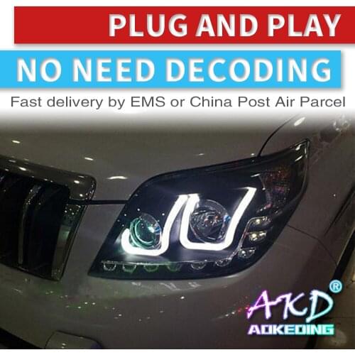 AKD Car Styling for Toyota Prado FULL Headlights 2010-2013 LAND CRUISER Prado FULL LED Headlight LED Head lamp DRL All Bi-LED