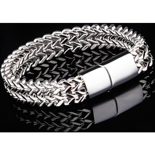 Cuba Link Chain Bracelet Mens Stainless Steel Chain on Hand Charm Bangle Gold Bracelet Large Gift for Male Accessories Wholesale