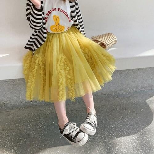 Summer Skirt For Girls Mesh Tutu High Waist Pleated Skirts Sweet Girls Dance Skirt Student Girls Skirts 4 6 7 8 9 11 12 Years
