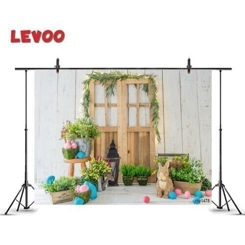 LEVOO Spring Easter Room Decor Backdrop Easter Eggs Bunny Wood Door Baby Photography Background Photographic Photo Studio Props
