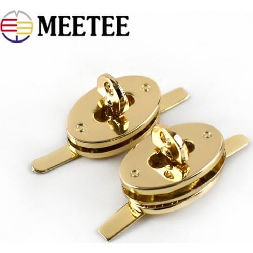 Meetee 5pcs 21x17mm Egg-shaped Screw Lock Buckles DIY Handbag Clutch Bag Wallet Lock Clasp Hardware Leather Accessories BD365