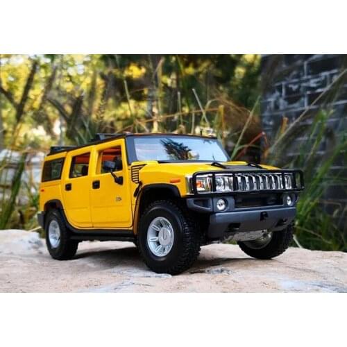 1/18 For Maisto Hummer H2 2003 Alloy Diecast CAR MODEL Mini Vehicle TOYS Boys gift Collection Black/Yellow Metal,Plastic,Rubber