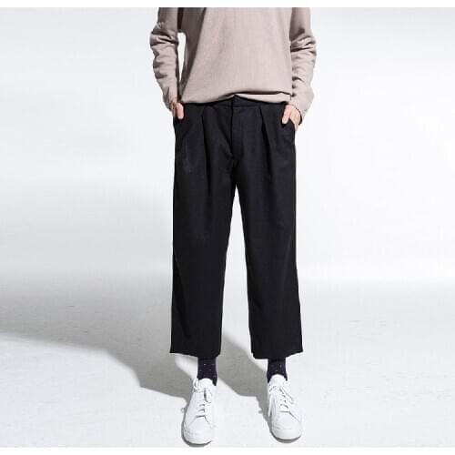 Mens casual pants Maoni Wide Leg Pants Capris autumn winter Double thick wool youth fashion city