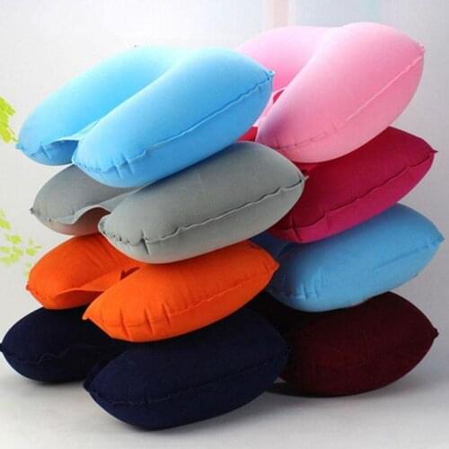 Portable U Inflatable Neck Pillow Travel Air Pillows Flight Inflatable Pillows Fold Outdoor Travel Camping Neck Support Headrest