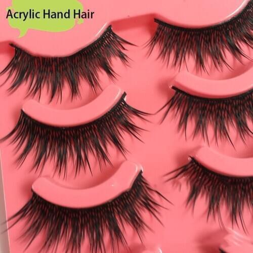 Hand-made False Eyelashes Dense Natural Cross-messy False Eyelashes 5 Pairs of Acrylic Makeup