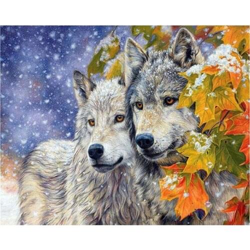 Sticker Diamond Painting Wolf Animals Kits for Adults Full Drill Paint With Diamond Art Wolves Painting By Number Kits GemXN1426